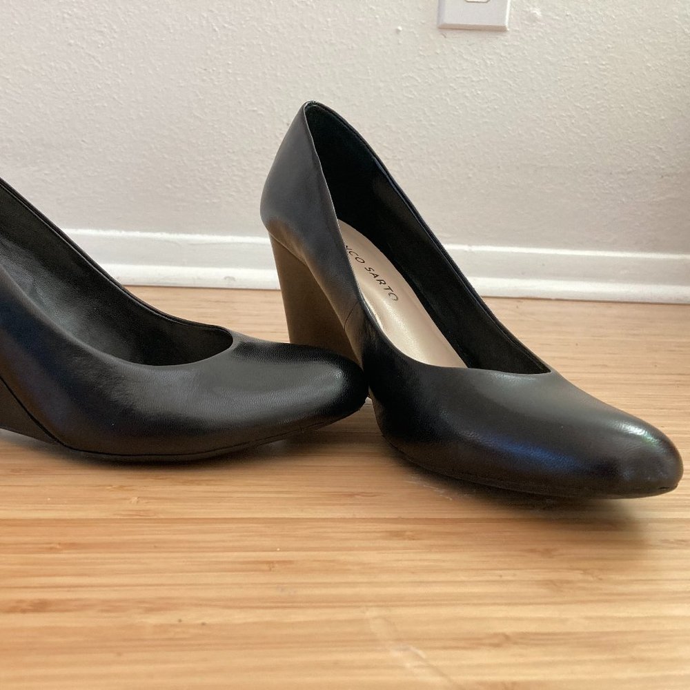 Franco Sarto Black Wedge Pumps